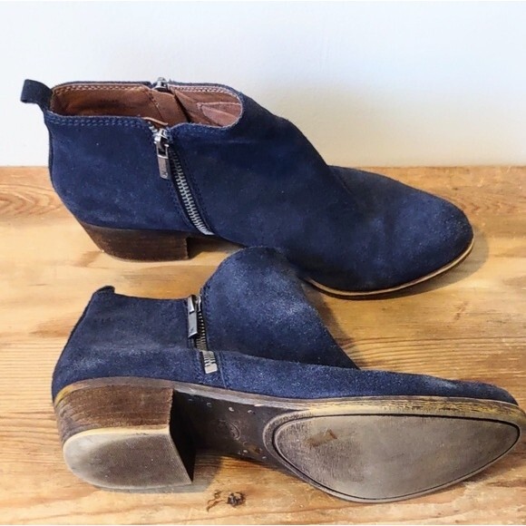 Lucky Brand 'Basel' Navy Blue Suede Booties Ankle Boots Sz 10 - Picture 2 of 7